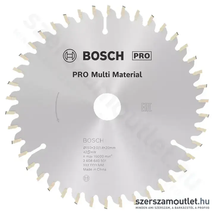 BOSCH Multi Material körfűrészlap kézi körfűrészhez, 150x2,0/1,4x20/16 42 fog, HLTCG