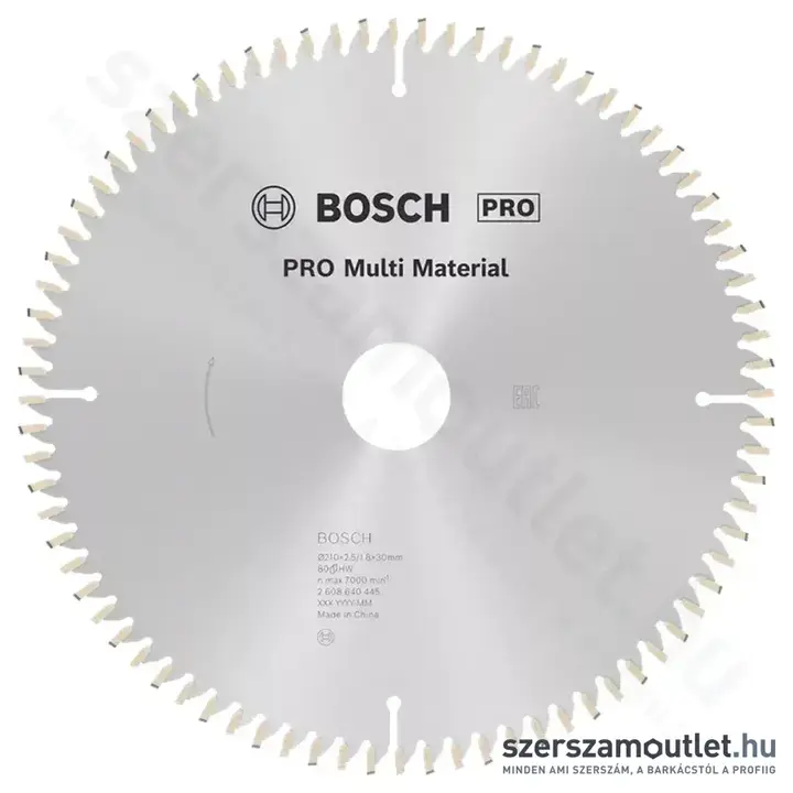 BOSCH Multi Material körfűrészlap gérvágó és asztali körfűrészhez, 210x2,5/1,8x30mm 80 fog, HLTCG