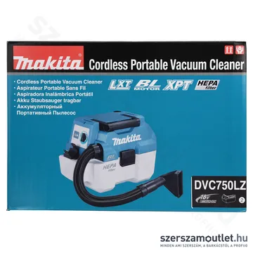 MAKITA DVC750LZ Akkus Száraz-Nedves porszívó BL motoros, HEPA (18V) (Akku és töltő nélkül!)