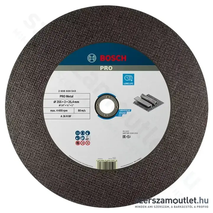BOSCH Expert for Metal A 36 R BF egyenes vágókorong350mm/2,8mm