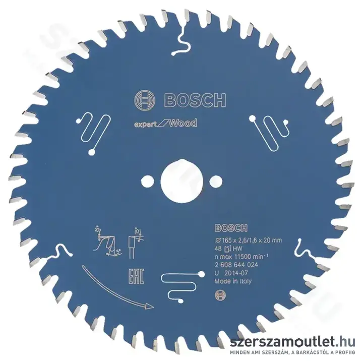 BOSCH Expert for Wood körfűrészlap 165x2,6/1,6x20mm T48 (2608644024)