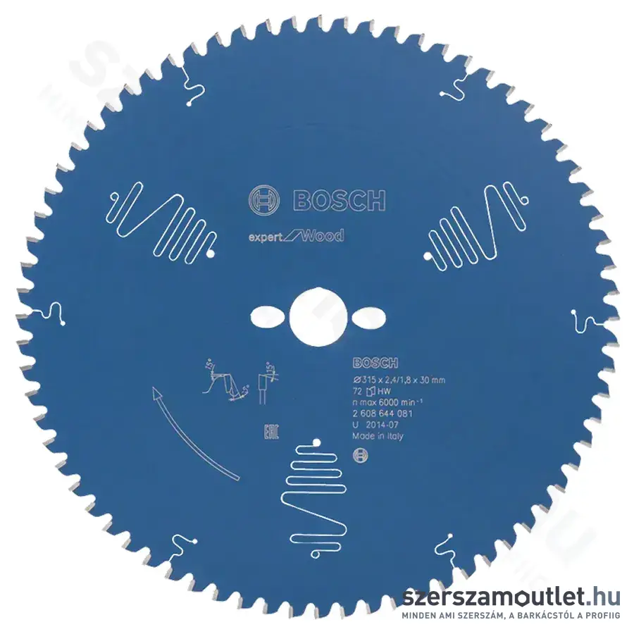 BOSCH Expert for Wood körfűrészlap gérvágó fűrészekhez 315x2,4/1,8x30mm T72 (2608644081)