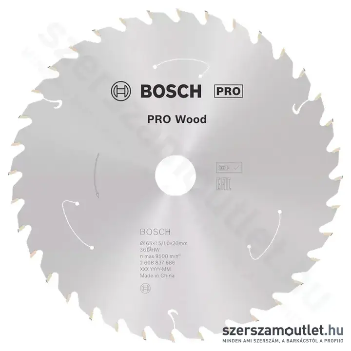 BOSCH Standard for Wood körfűrészlap akkumulátoros fűrészekhez 165x20mm 36 fog