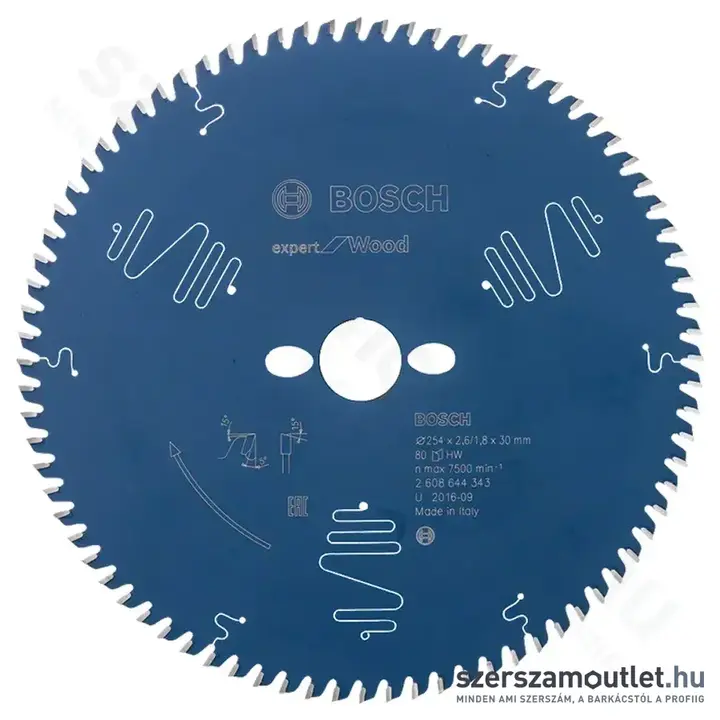 BOSCH Expert for Wood körfűrészlap asztali fűrészekhez 254x2,6/1,8x30mm 80 fog ATB pos