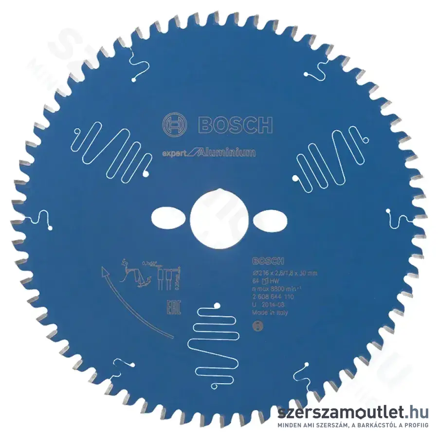 BOSCH Expert for Aluminium körfűrészlapok gérvágó fűrészekhez 216x2,6/1,8x30mm 64 fog HLTCG