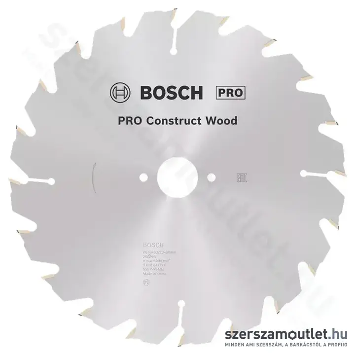 BOSCH Construct Wood szögálló körfűrészlap asztali körfűrészekhez 250x3,2/2,2x30mm 20 fog