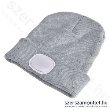 EXTOL Kötött sapka, kivehető LED homloklámpával 180lm (szürke)