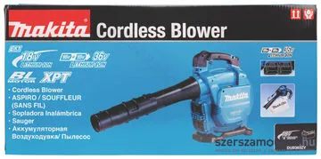 MAKITA DUB363PT2V Szénkefementes akkus Szívó-fúvó (18V) (2x5.0Ah+dupla töltő)