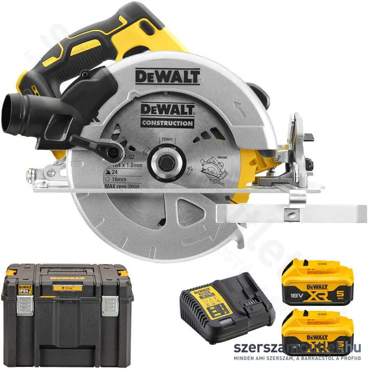 DEWALT DCS570P2-QW Akkus körfűrész szénkefementes 184mm TSTAK kofferben (2x5,0Ah/18V)