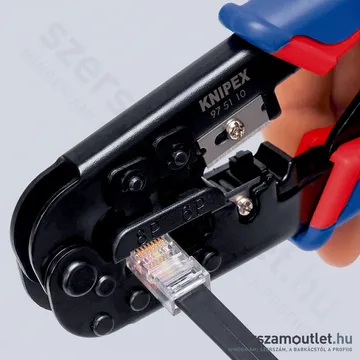 KNIPEX Krimpelő fogó, barnított (blankoló) Western-dugóhoz 190mm (97 51 10 SB)