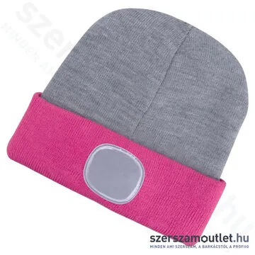 EXTOL Kötött sapka, kivehető LED homloklámpával 180lm (szürke/pink)