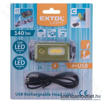 EXTOL LED fejlámpa 8 funkcióval 140lm