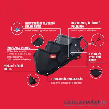 MILWAUKEE Arc maszk, 3 rétegű (L/XL) (1db) (4932478866-0)