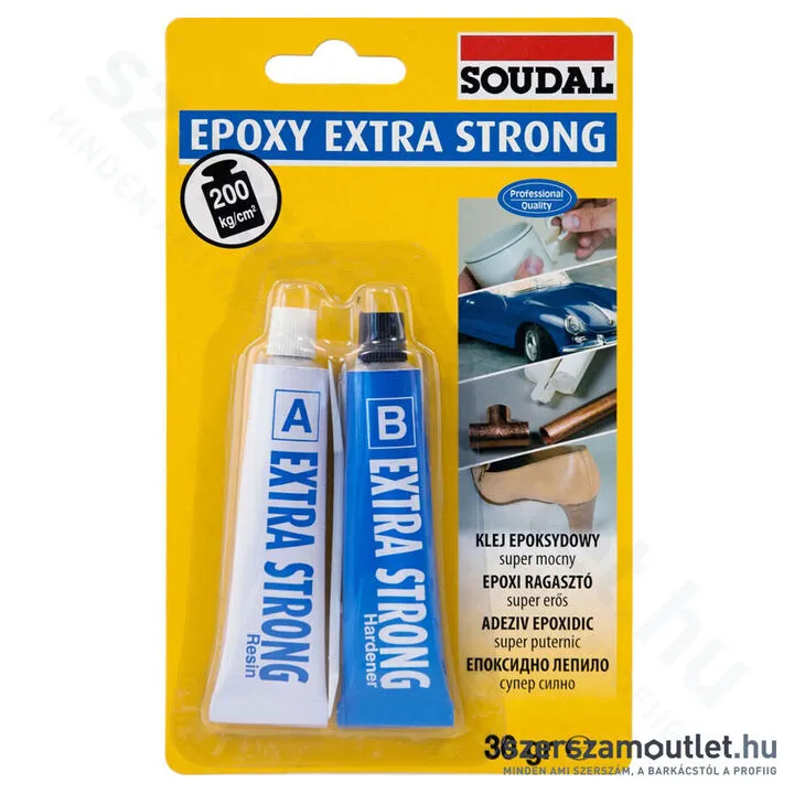 SOUDAL EPOXY EXTRA STRONG Kétkomponensű ragasztó | tubusos | 2×15g (124850)