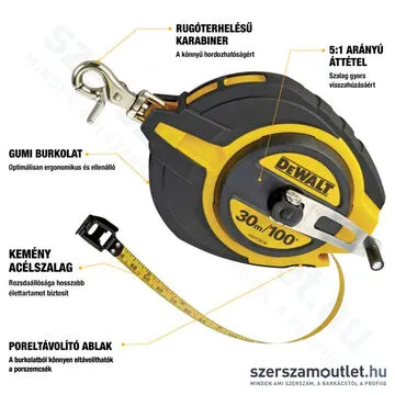 DEWALT Hosszú acél mérőszalag 30m/19mm (DWHT0-34093)