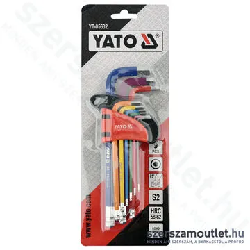 YATO Gömbfejű imbuszkulcs készlet, színezett 9 részes (1,5-10mm) (YT-05632)