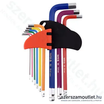 YATO Gömbfejű imbuszkulcs készlet, színezett 9 részes (1,5-10mm) (YT-05632)