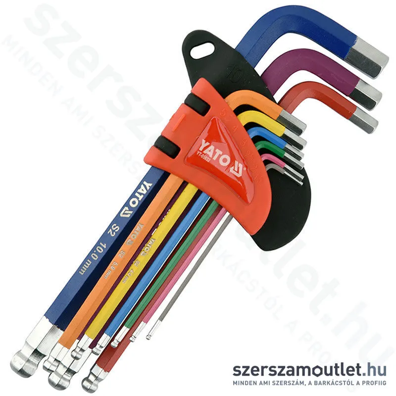 YATO Gömbfejű imbuszkulcs készlet, színezett 9 részes (1,5-10mm) (YT-05632)