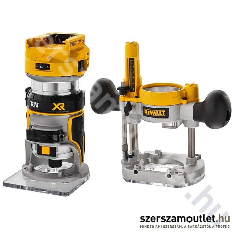 DEWALT DCW604N-XJ Akkus szénkefementes felsőmaró (18V/8mm) (Akku és töltő nélkül!)