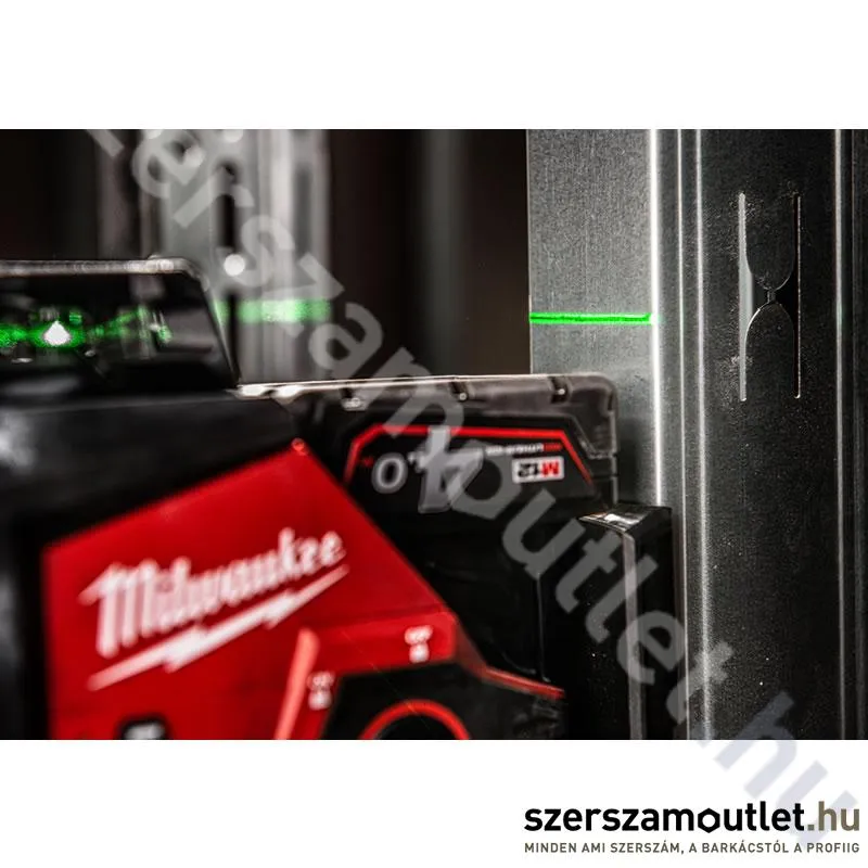 MILWAUKEE M12 3PL-401C Akkus 360° 3 síkú vonallézer ZÖLD, kofferben (1x4,0Ah/12V) (4933478102)