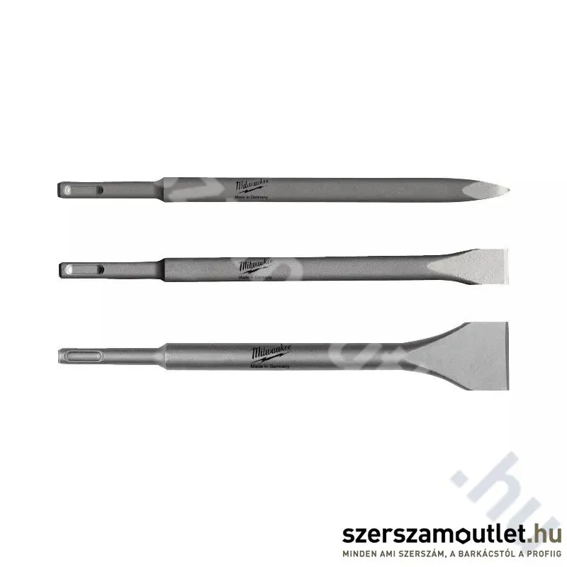 MILWAUKEE SDS-Plus 3 darabos vésőkészlet 250mm (hegyes, lapos, széles)