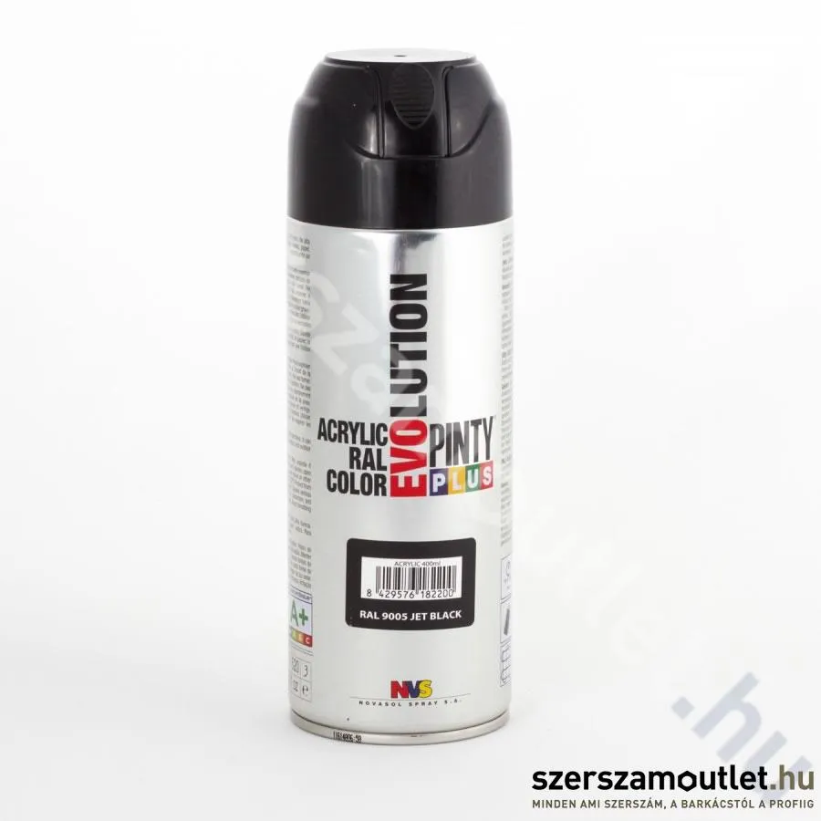 PINTY PLUS EVO Akril spray 400ml, RAL 9005 (Mélyfekete/Jet black) (601)